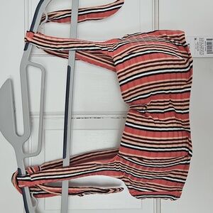 NWT Bikini Set Shade & Shore Multicolor Striped Bottom Sz Med 8-10 And 32B Top